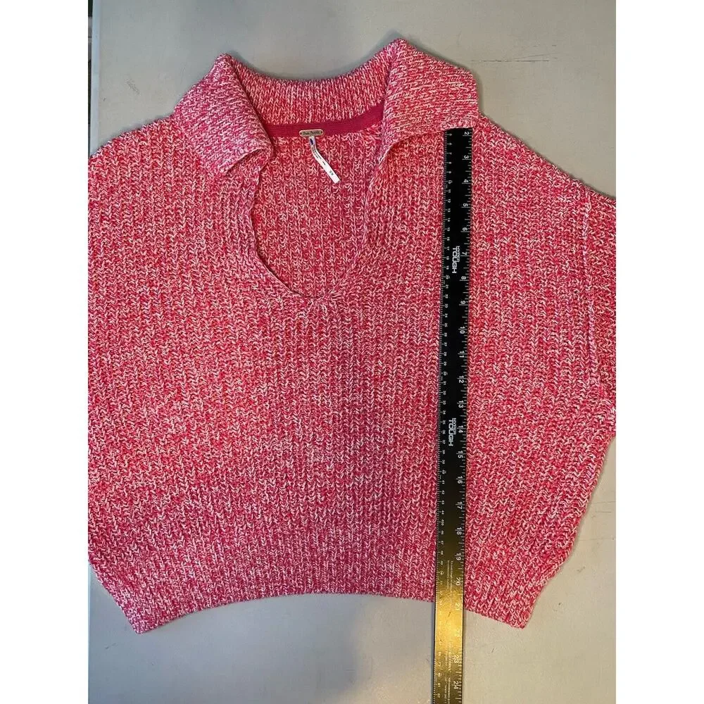 Free People Sweater Womens Medium Love This City Pink Casual Oversized Boho Knit